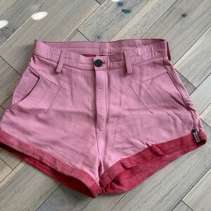 Pink faux leather Women's Shorts